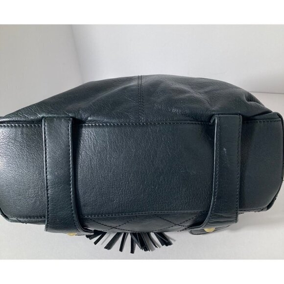 Womens Michael Rome Designs‎ Black Leather Paper Bag Hobo Purse 12 x 14 x 4" - Picture 6 of 11